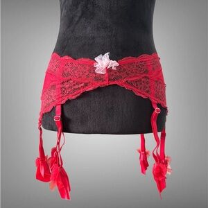 Elegant Red Lace Garter Belt